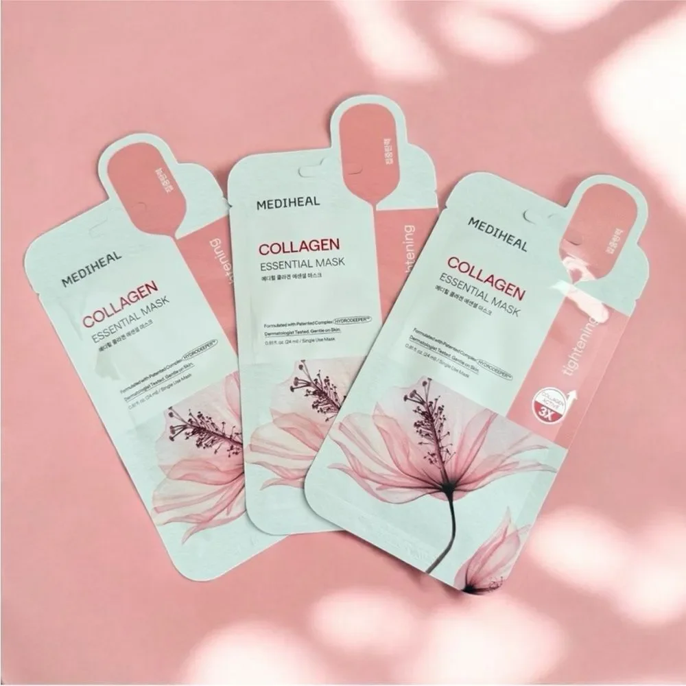 Mediheal Korean COLLAGEN Essential Sheet Face Mask bundle of 3